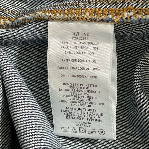 NWT Re/Done 70s Button Front Heritage Rinse Denim‎ A-Line Mini Skirt Size Large - Picture 6 of 8